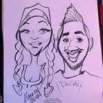 black and white couple caricature